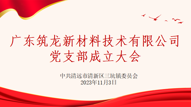 中国共产党广东筑龙新材料技术有限公司支部成立大会隆重召开